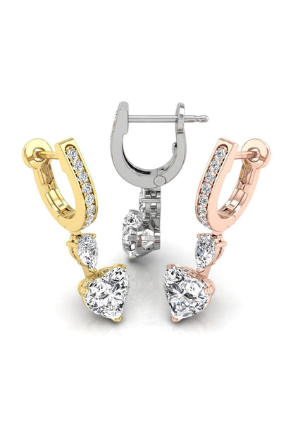 3.62 TCW Heart Cut Multi Stone Hoop Moissanite Earrings