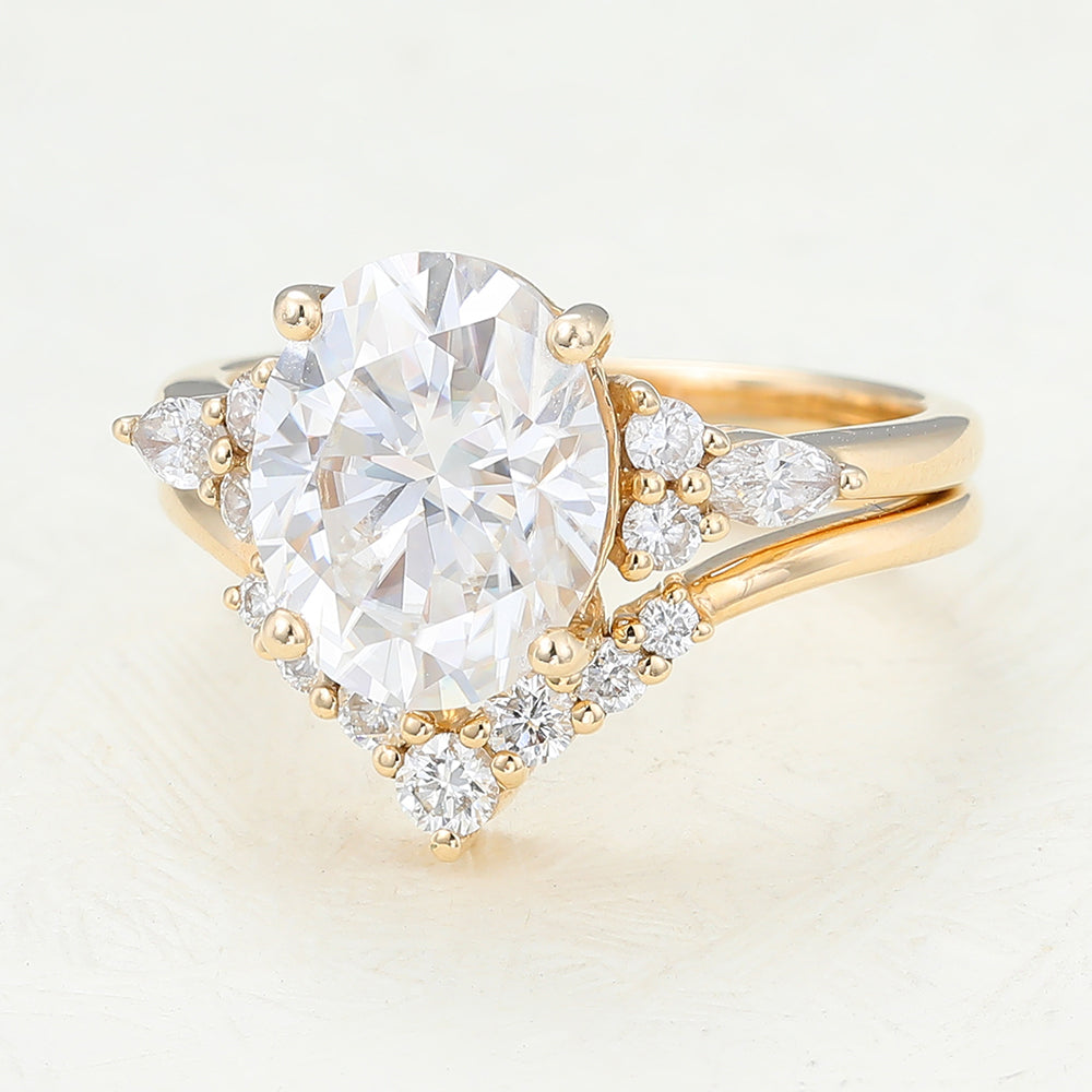 3 CT Oval Cluster Moissanite Bridal Set