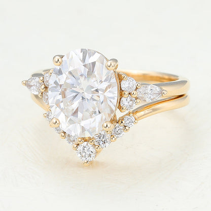 3 CT Oval Cluster Moissanite Bridal Set