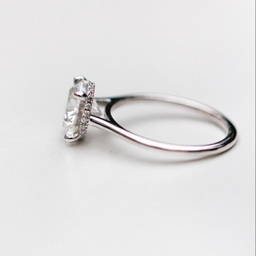 2.75 CT Round Hidden Halo & Pave Moissanite Engagement Ring