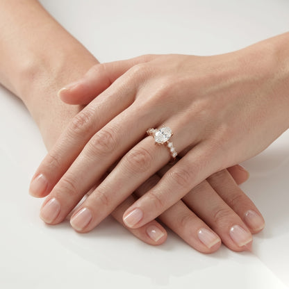 1 CT Oval Pave Moissanite Engagement Ring
