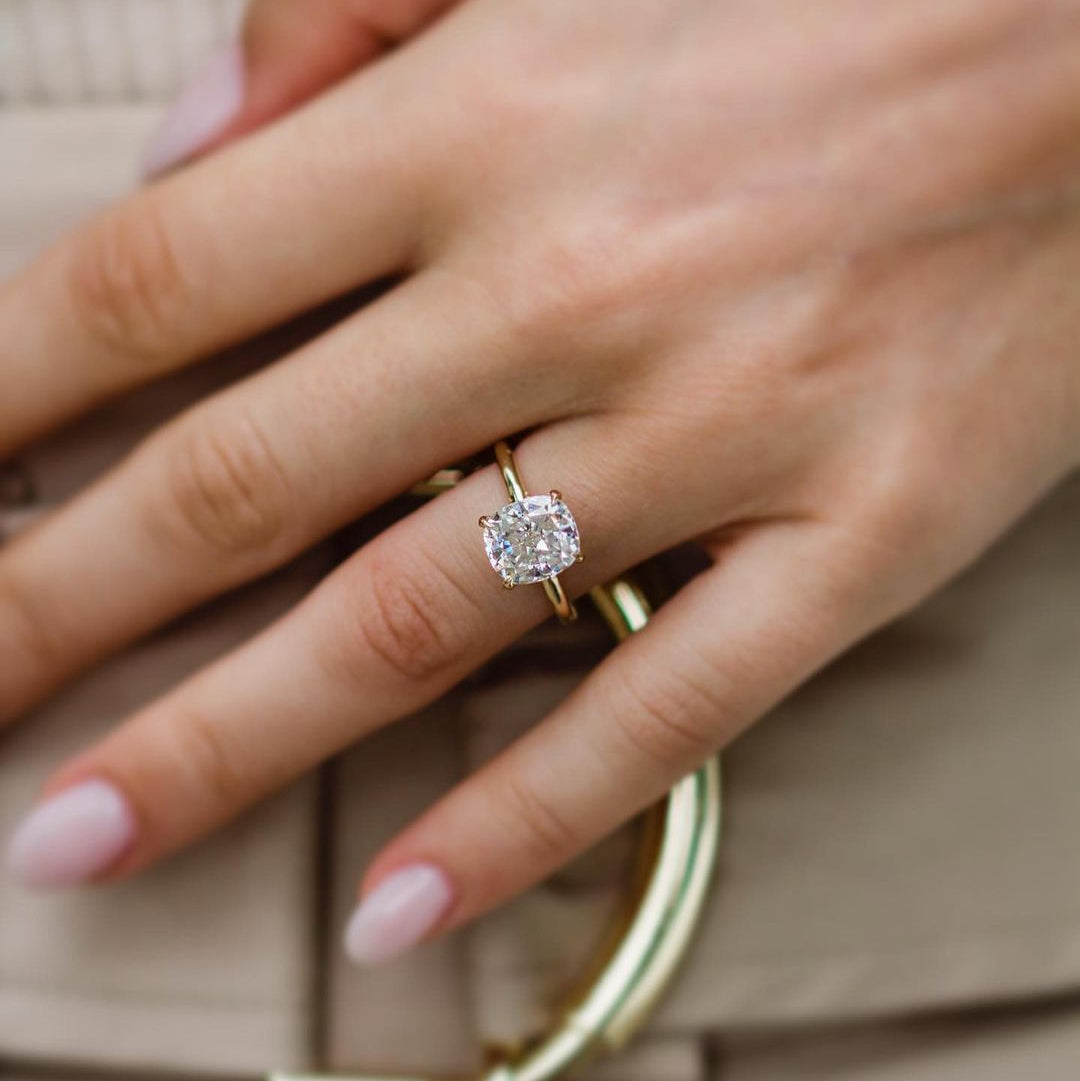 2.8 CT Cushion Solitaire Moissanite Engagement Ring