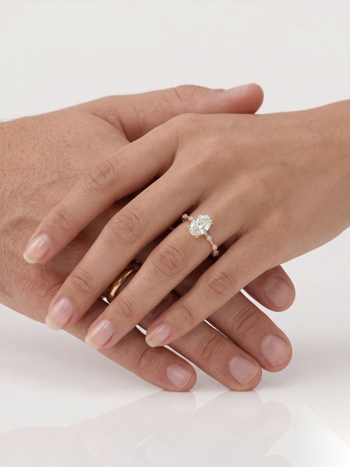 0.5 CT Oval Dainty Pave Moissanite Engagement Ring