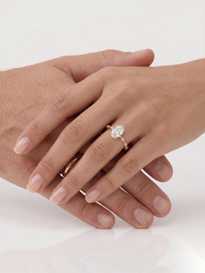 0.5 CT Oval Dainty Pave Moissanite Engagement Ring