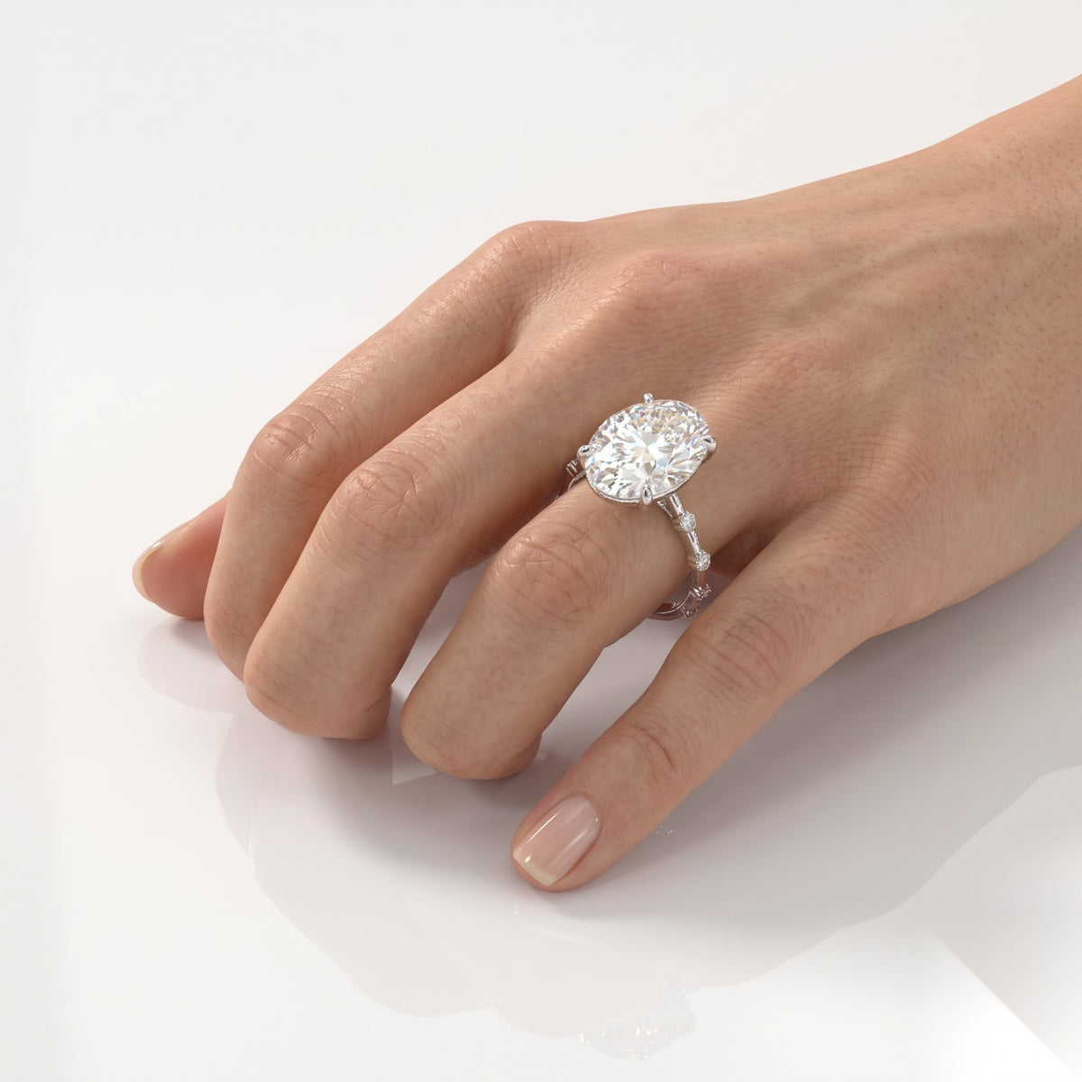 5 CT Oval Pave Moissanite Engagement Ring