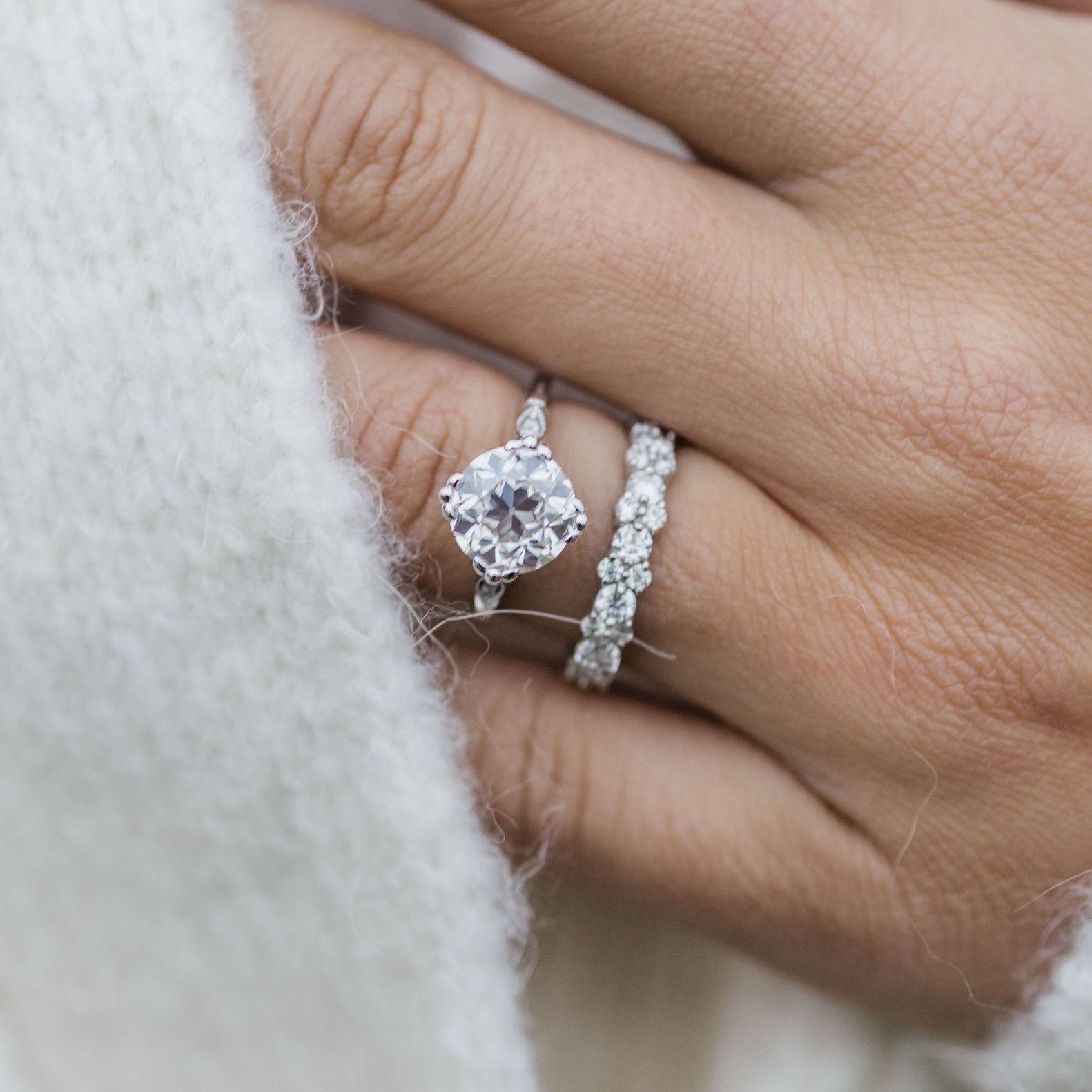 2.5 CT Round Vintage Pave Moissanite Engagement Ring