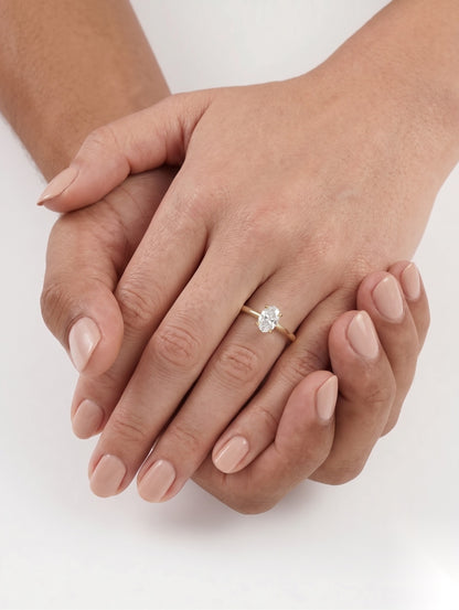 0.5 CT Oval Solitaire Moissanite Engagement Ring