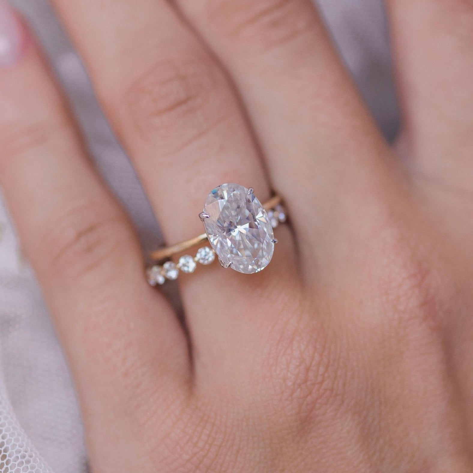 4 CT Oval Solitaire Moissanite Engagement Ring