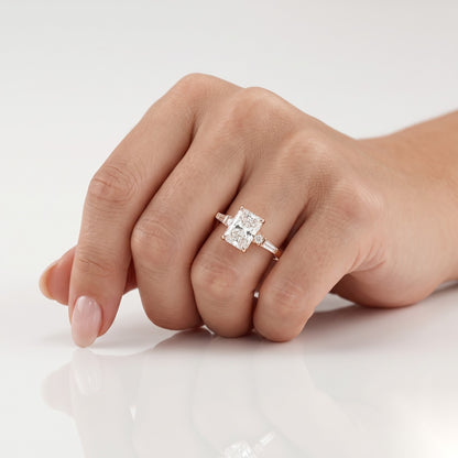1.5 CT Radiant Five Stone Moissanite Engagement Ring