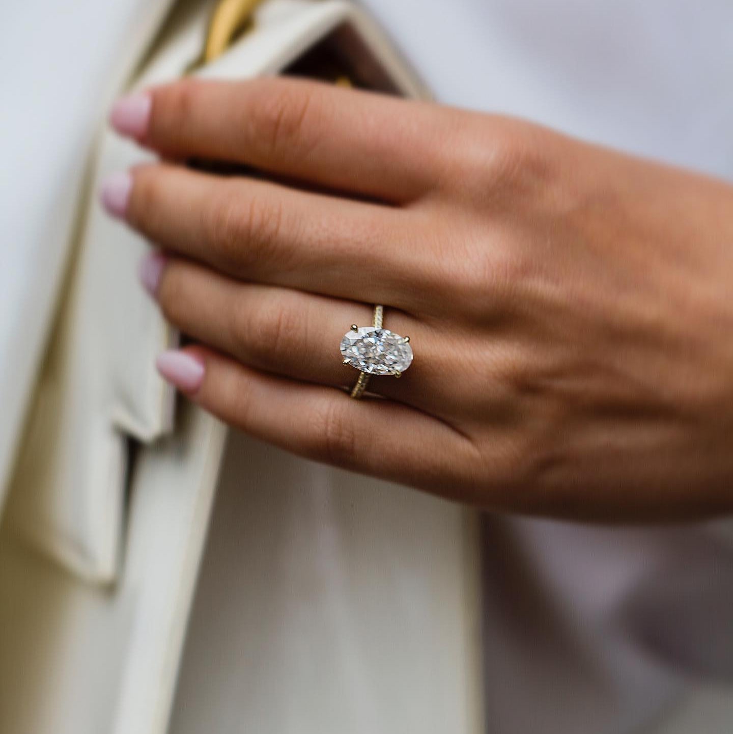 5 CT Oval Hidden Halo & Pave Moissanite Engagement Ring