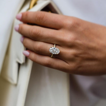 5 CT Oval Hidden Halo & Pave Moissanite Engagement Ring