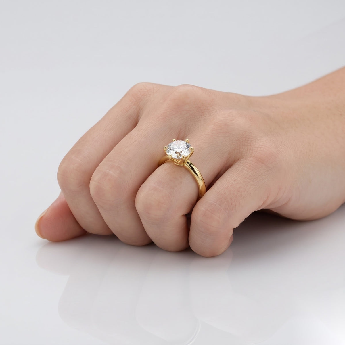 1.5 CT Round Solitaire Moissanite Engagement Ring