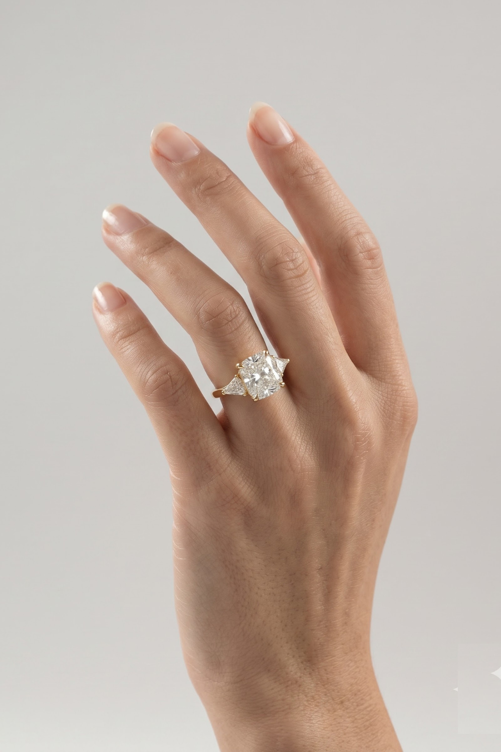 2.5 CT Cushion Three Stone Moissanite Engagement Ring