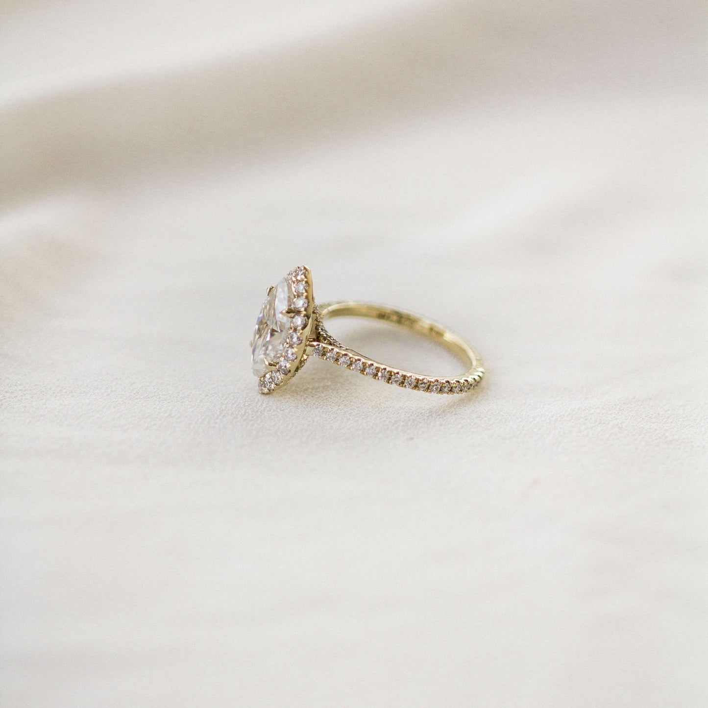 1.75 CT Marquise Halo & Pave Moissanite Engagement Ring