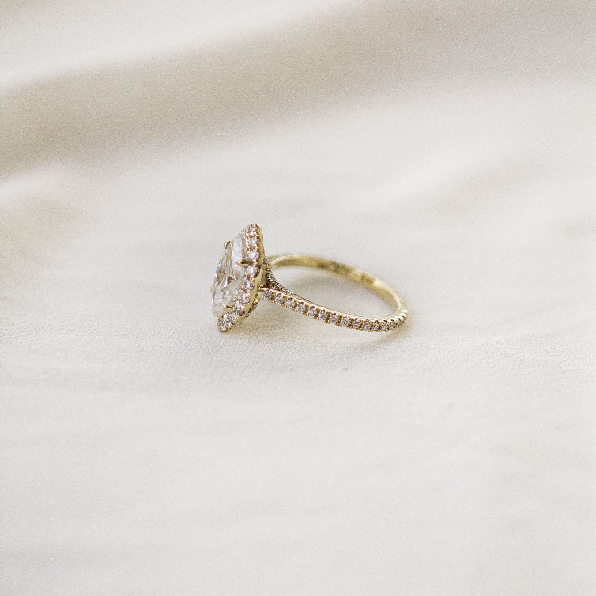 1.75 CT Marquise Halo & Pave Moissanite Engagement Ring