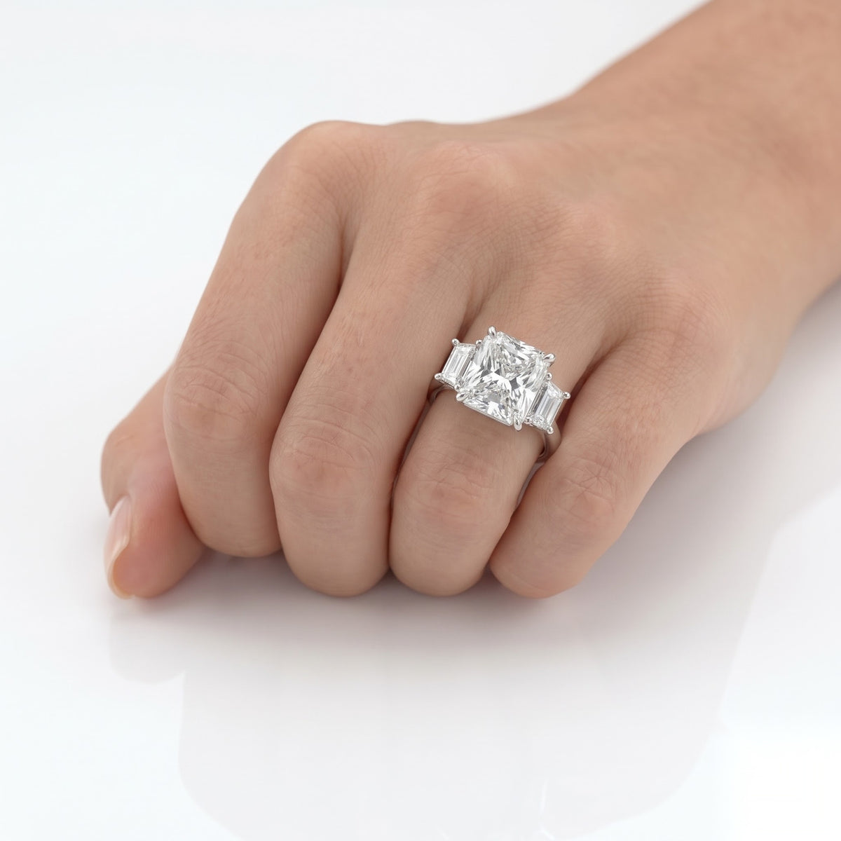 5 CT Radiant Three Stone Moissanite Engagement Ring