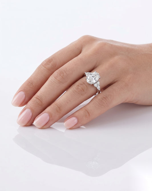 2 CT Oval Cluster Moissanite Engagement Ring