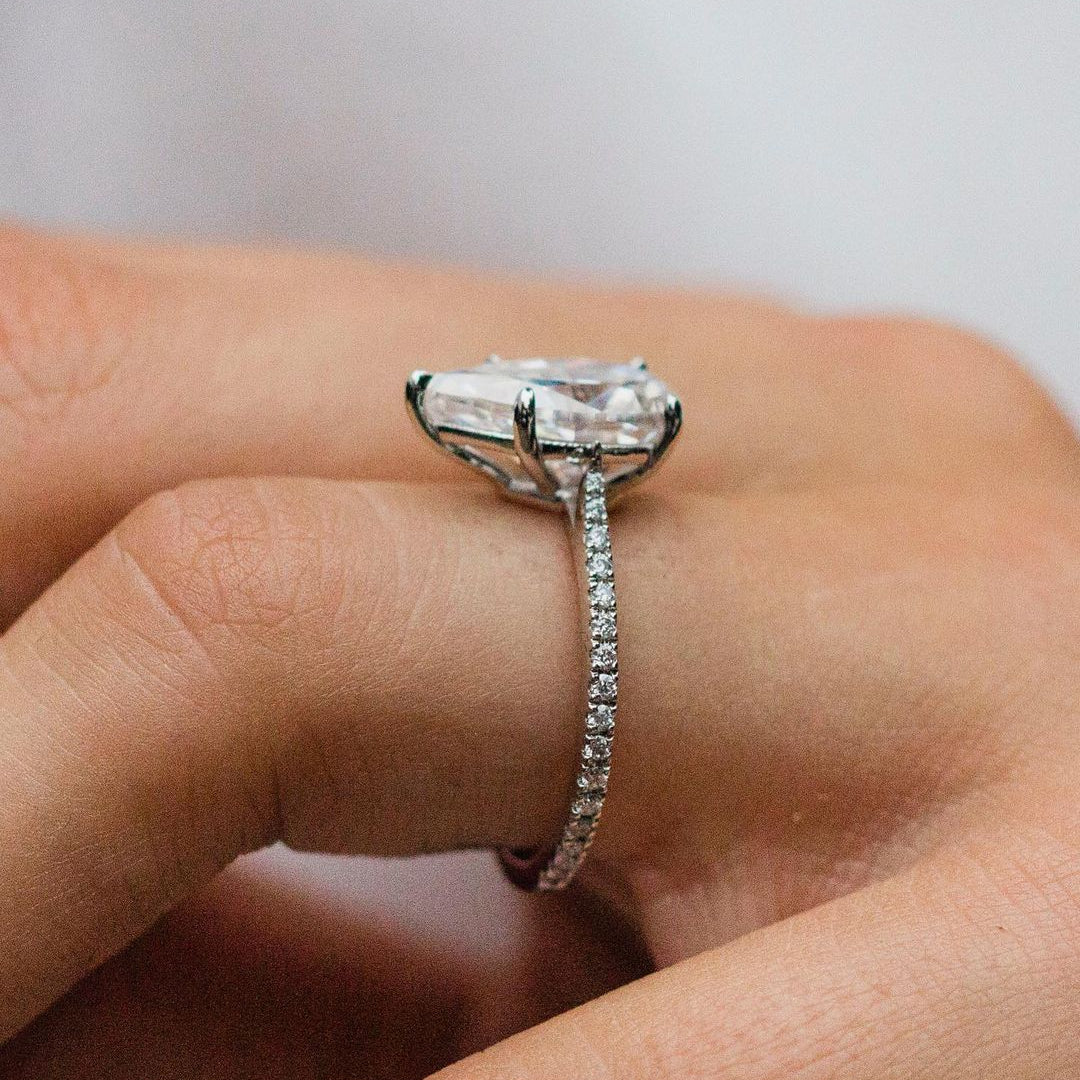 4.1 CT Pear Pave Moissanite Engagement Ring