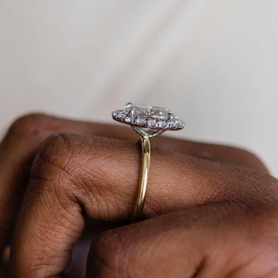 3.85 CT Oval Halo Moissanite Engagement Ring
