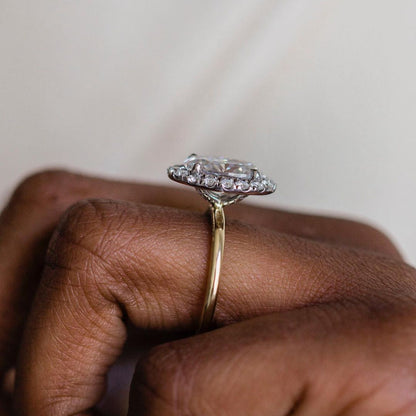 3.85 CT Oval Halo Moissanite Engagement Ring