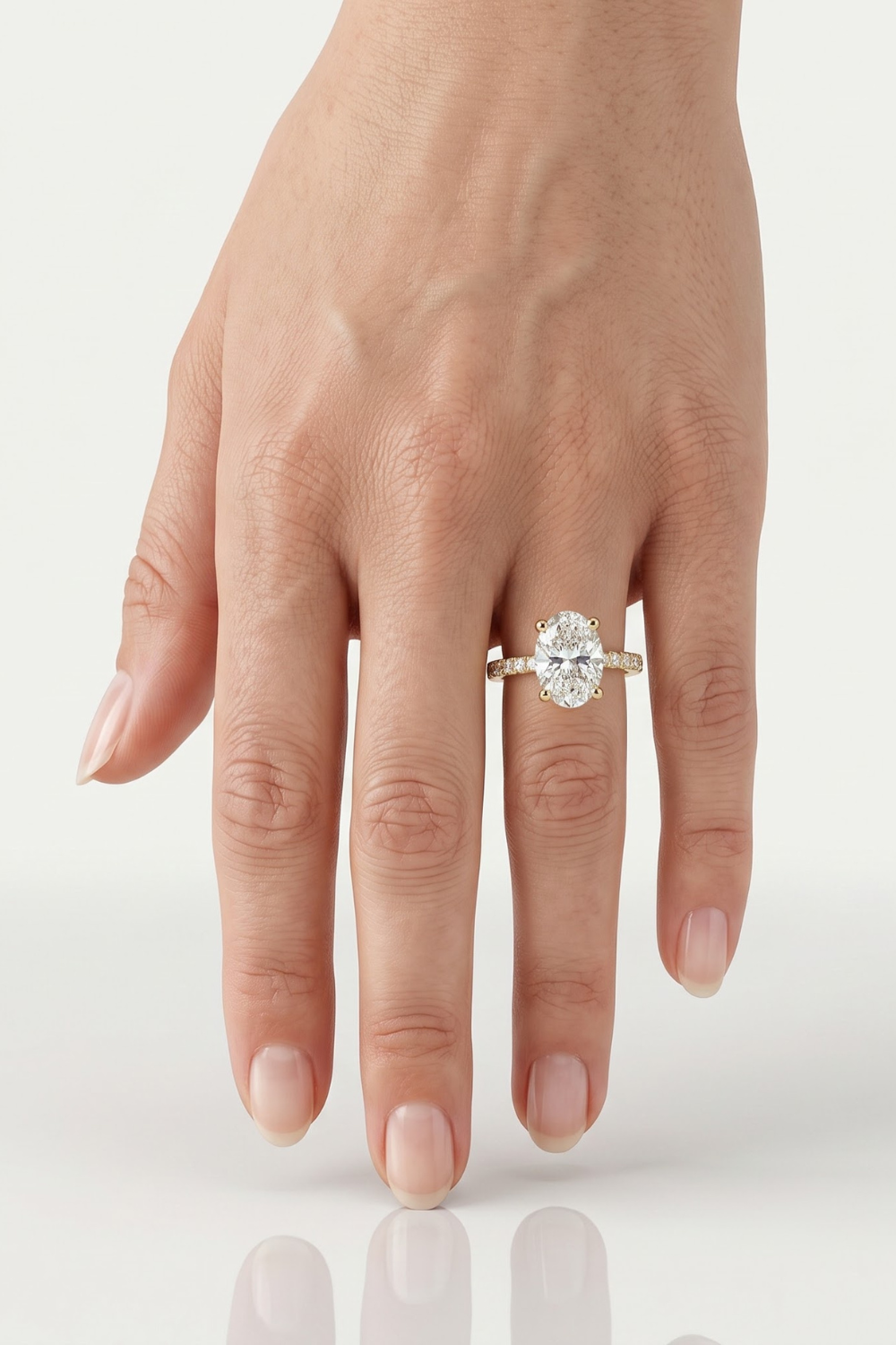 1.5 CT Oval Hidden Halo & Pave Moissanite Engagement Ring
