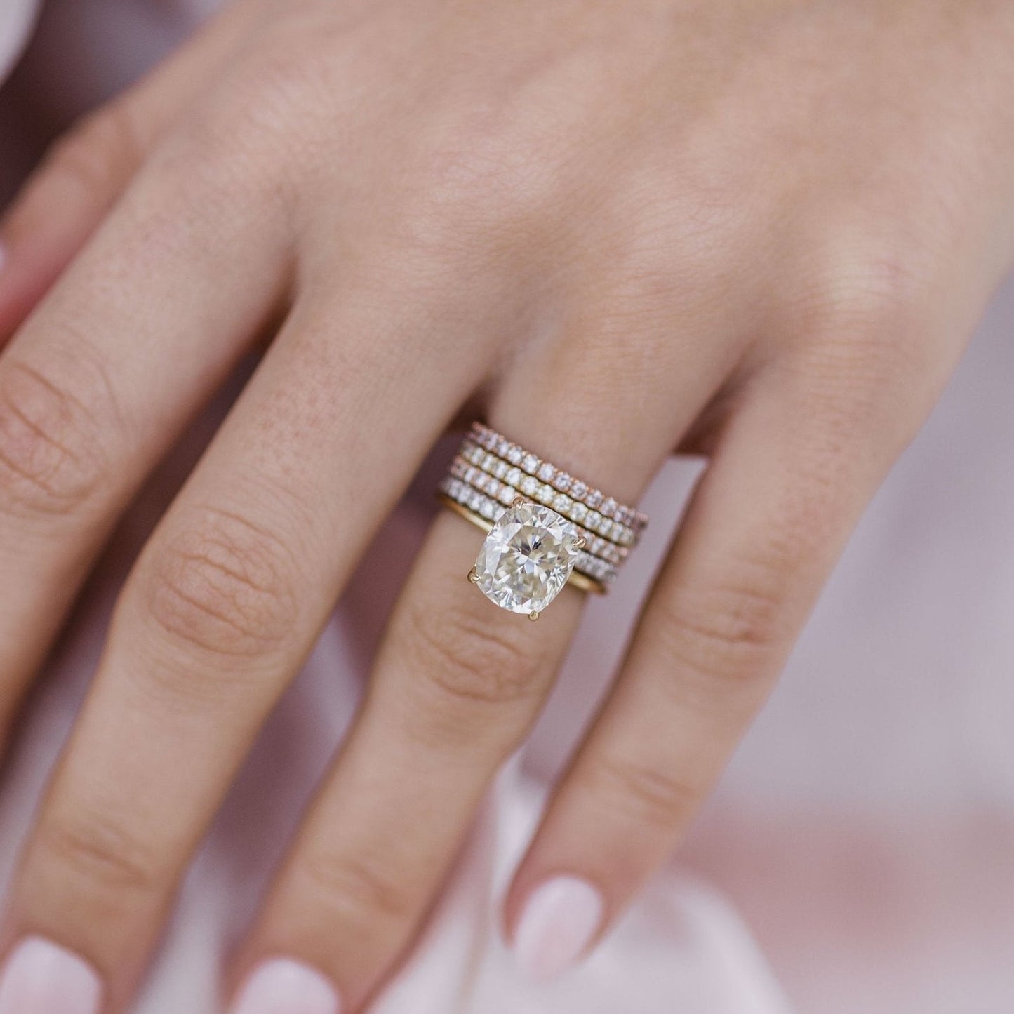 3.15 CT Elongated Cushion Solitaire Moissanite Engagement Ring
