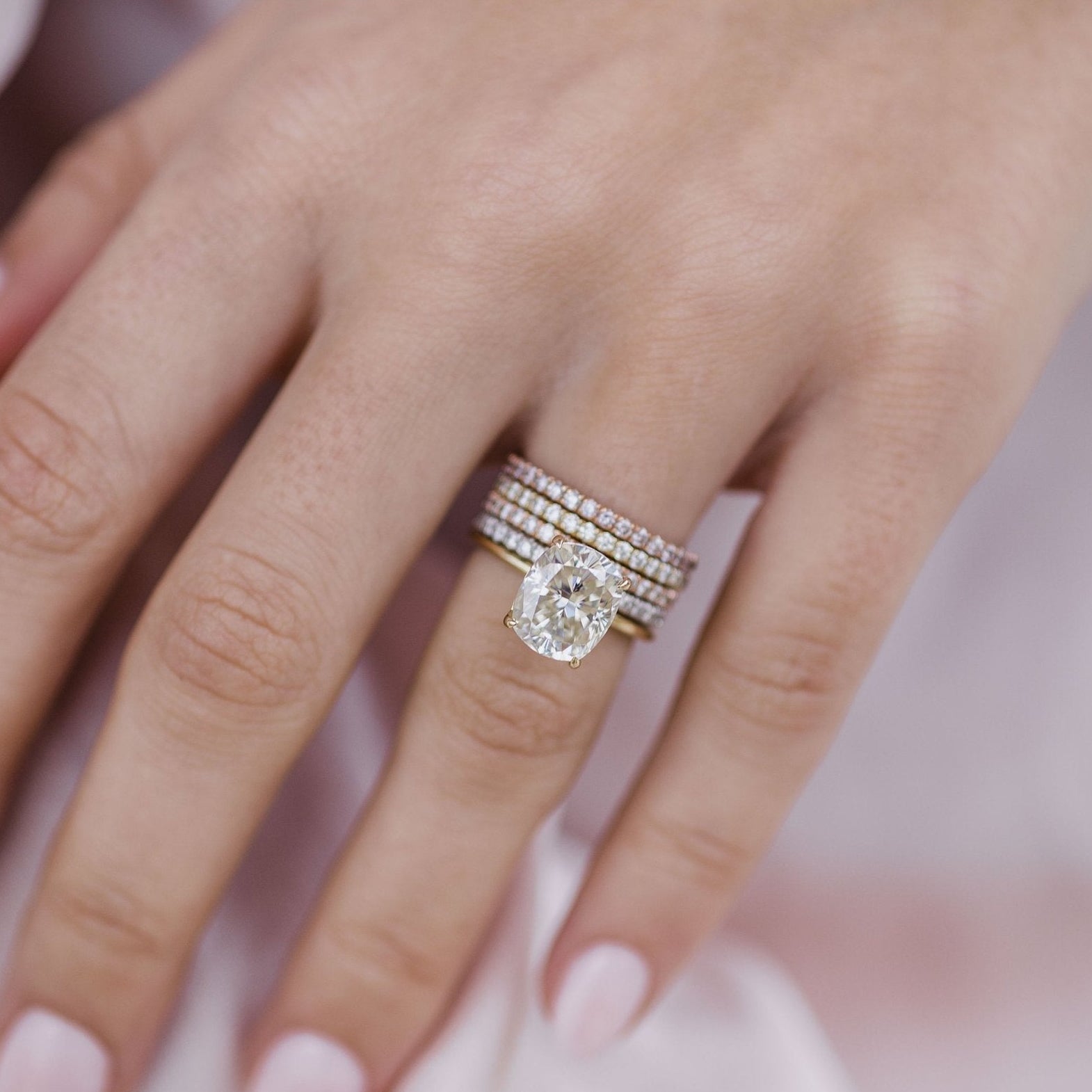 3.15 CT Elongated Cushion Solitaire Moissanite Engagement Ring