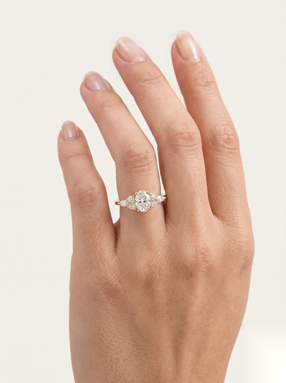 0.5 CT Oval Cluster Moissanite Engagement Ring