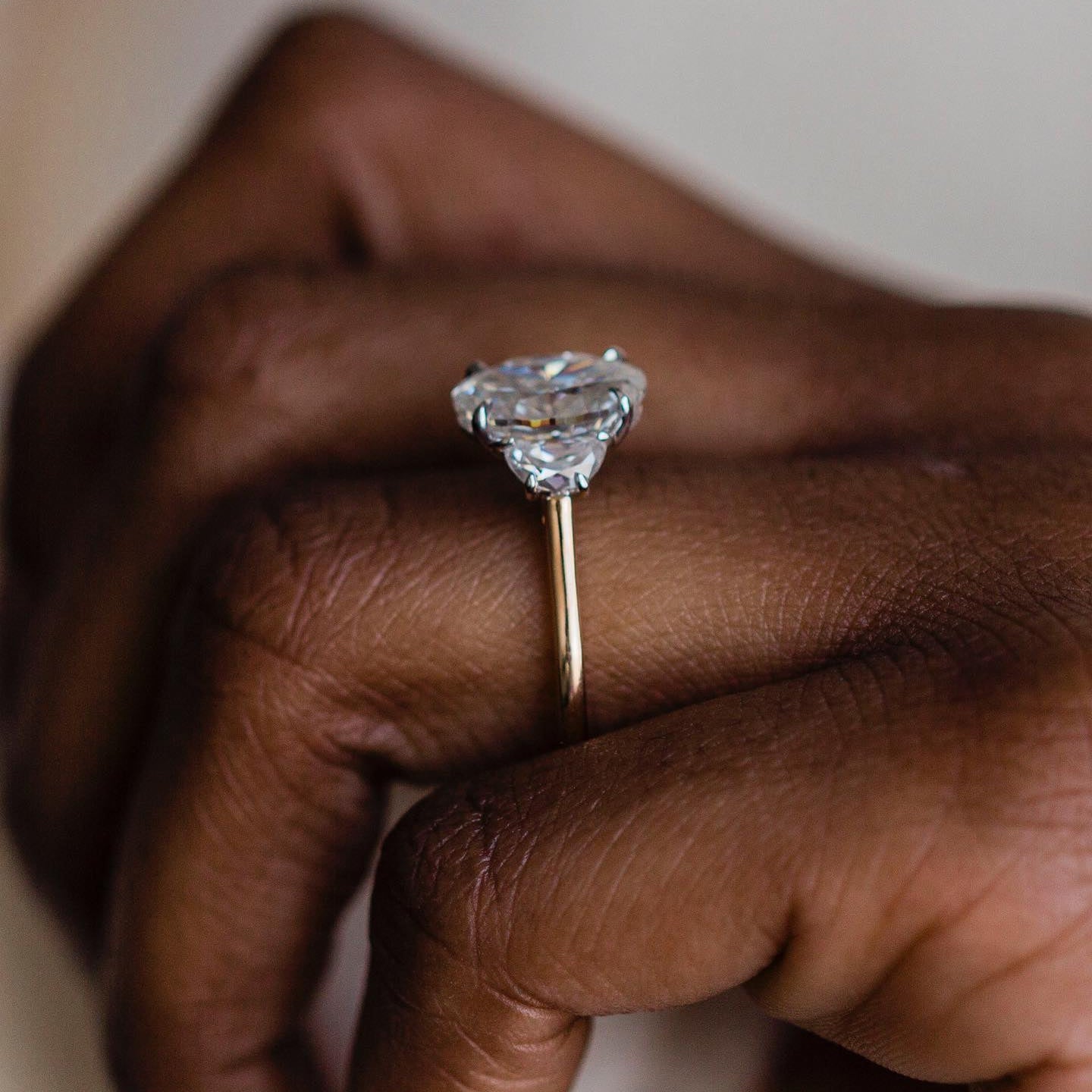 2.2 CT Oval Three Stone Moissanite Engagement Ring
