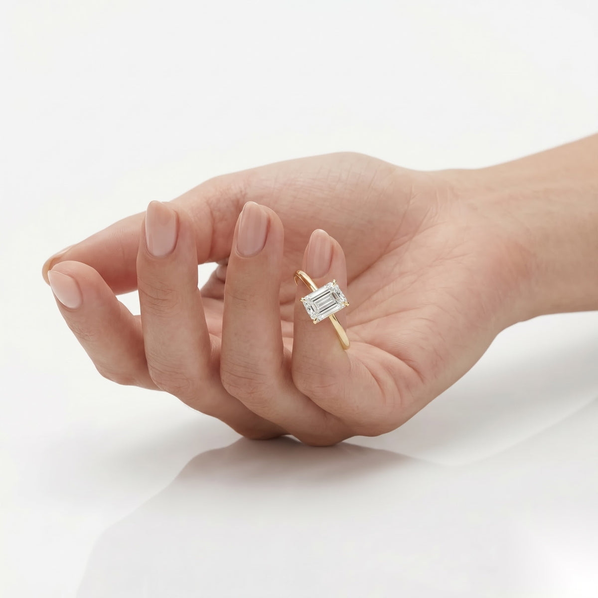 1.5 CT Emerald Solitaire Moissanite Engagement Ring