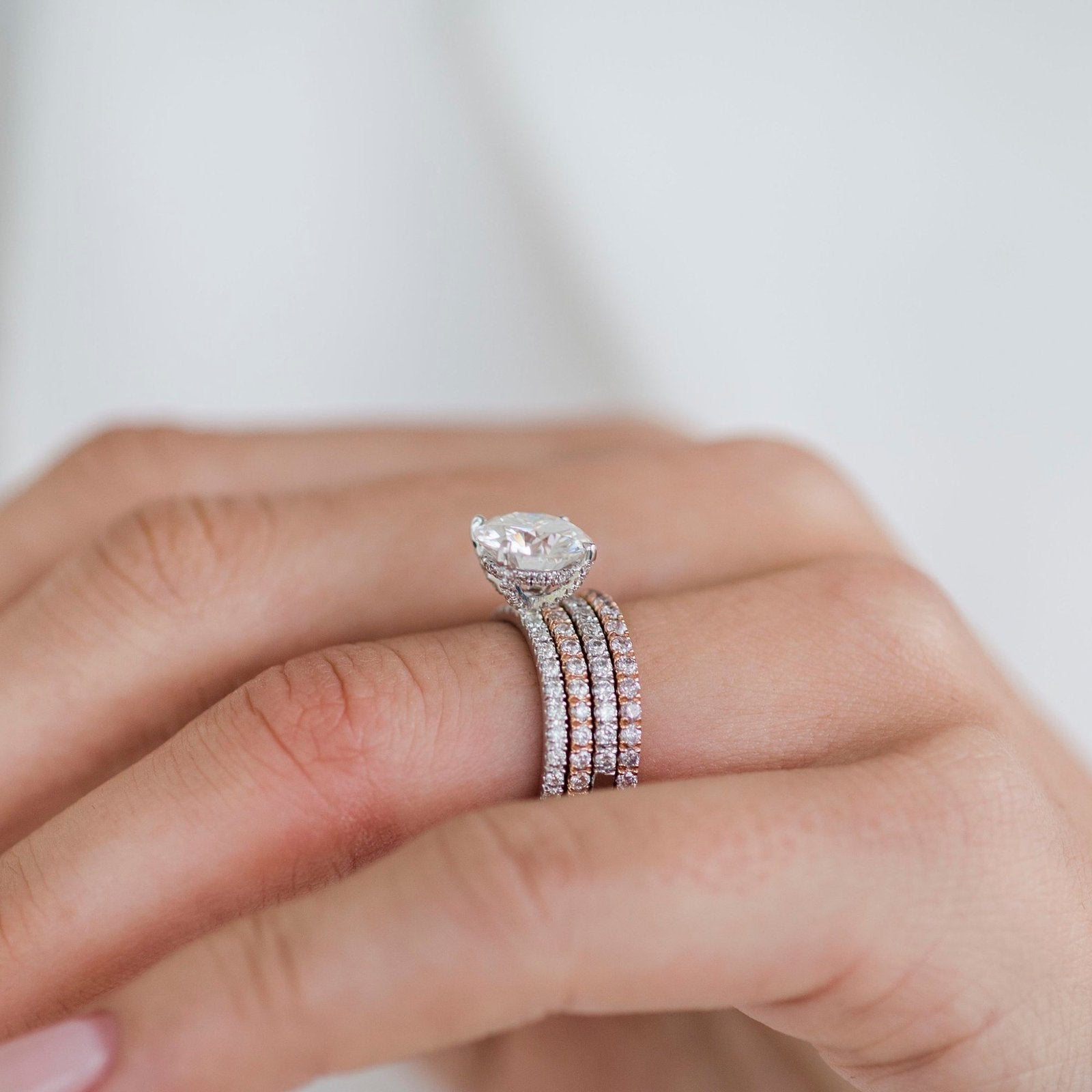 2.5 CT Round Hidden Halo & Pave Moissanite Engagement Ring