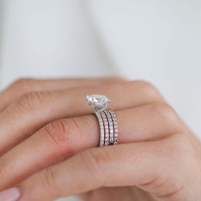 2.5 CT Round Hidden Halo & Pave Moissanite Engagement Ring