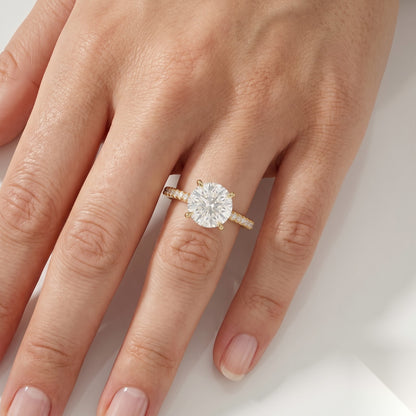 3 CT Round Pave Moissanite Engagement Ring