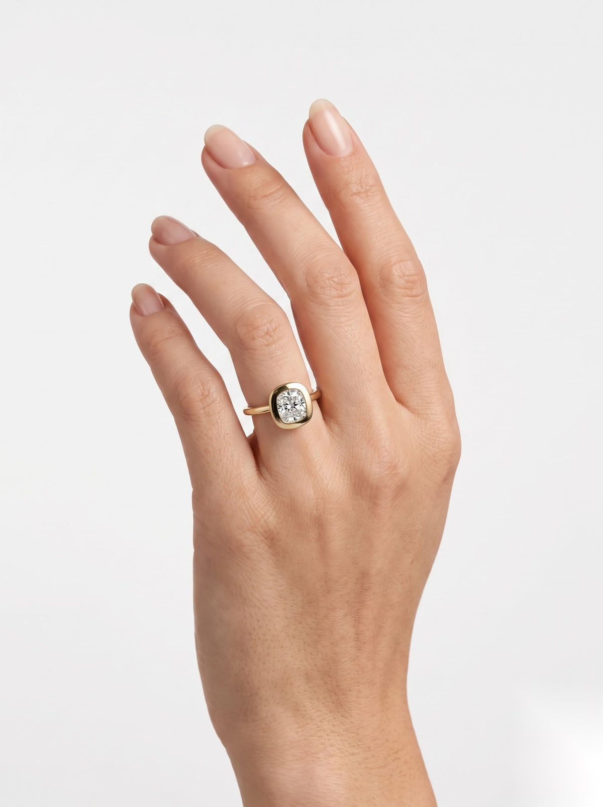 0.5 CT Cushion Hidden Halo Moissanite Engagement Ring