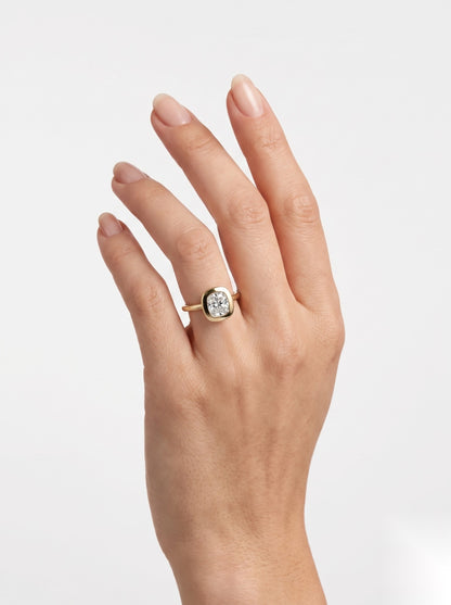 0.5 CT Cushion Hidden Halo Moissanite Engagement Ring