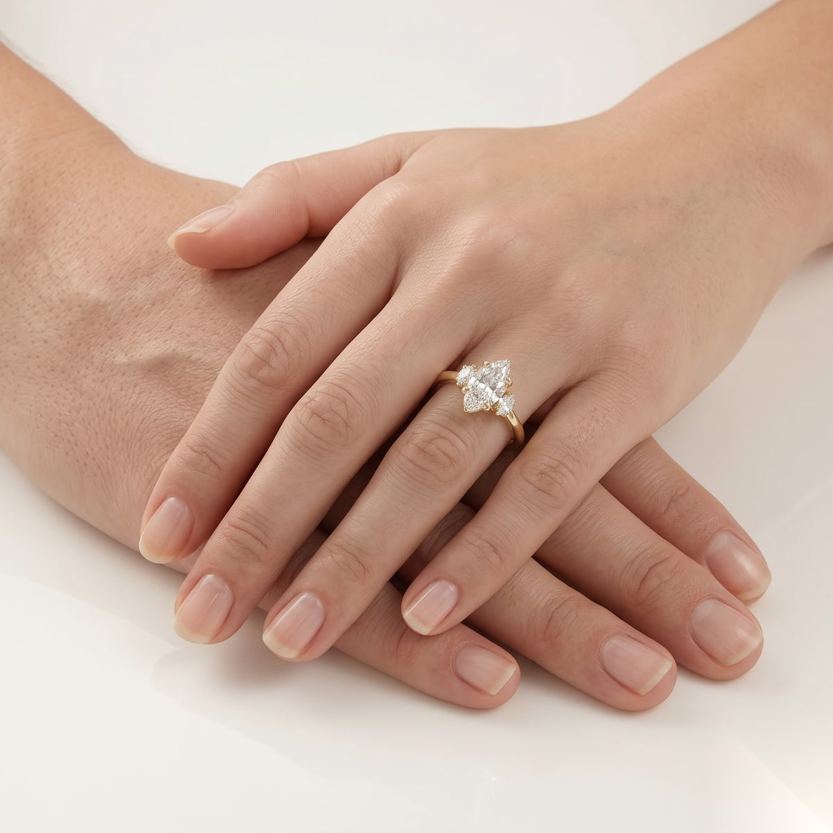 1 CT Marquise Three Stone Moissanite Engagement Ring