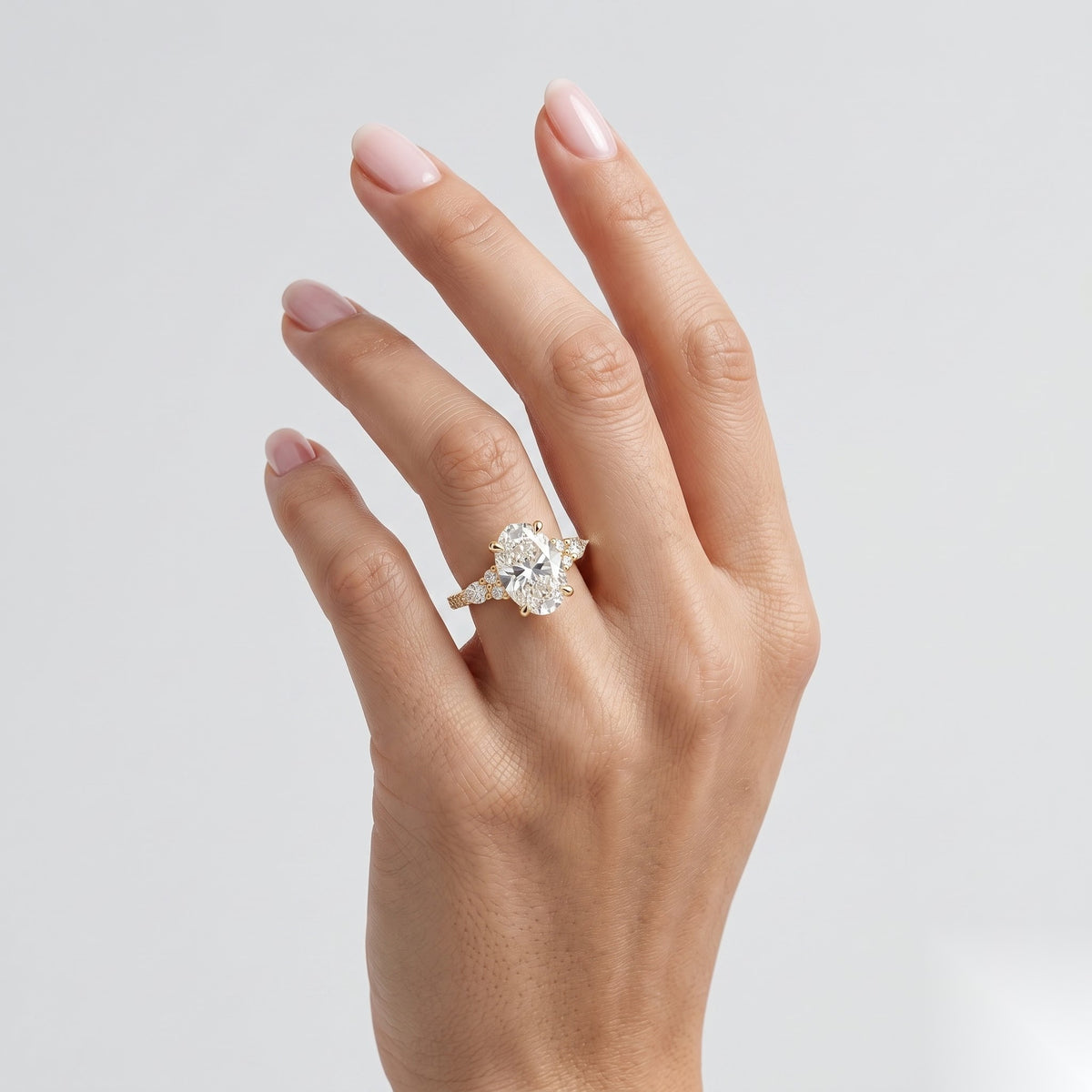 2.25 CT Oval Cluster Moissanite Engagement Ring