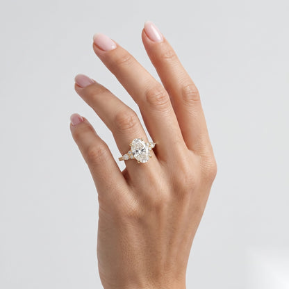 2.25 CT Oval Cluster Moissanite Engagement Ring