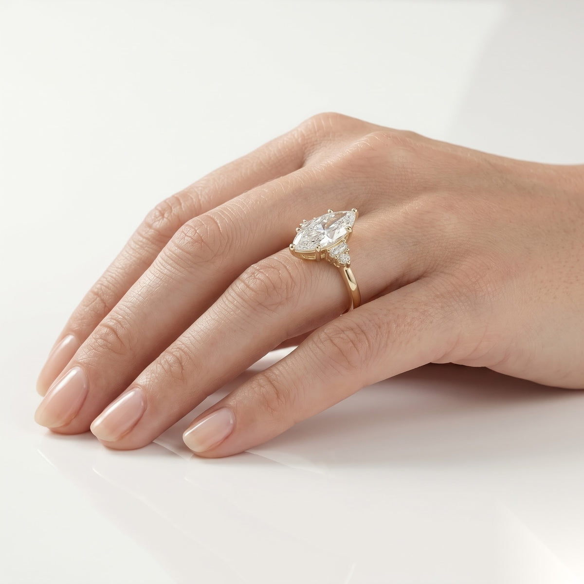 1.5 CT Marquise Five Stone Moissanite Engagement Ring