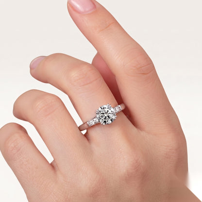 0.5 CT Round Dainty Pave Moissanite Engagement Ring