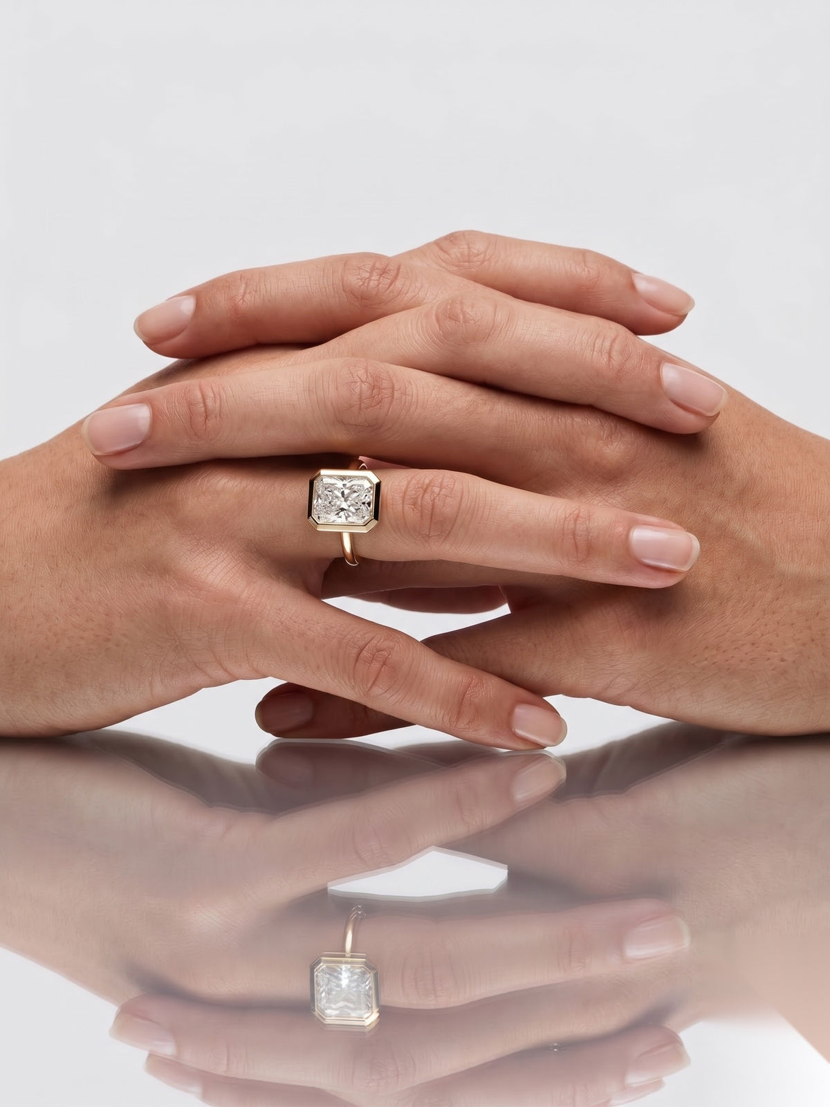 2 CT Radiant Hidden Halo Moissanite Engagement Ring