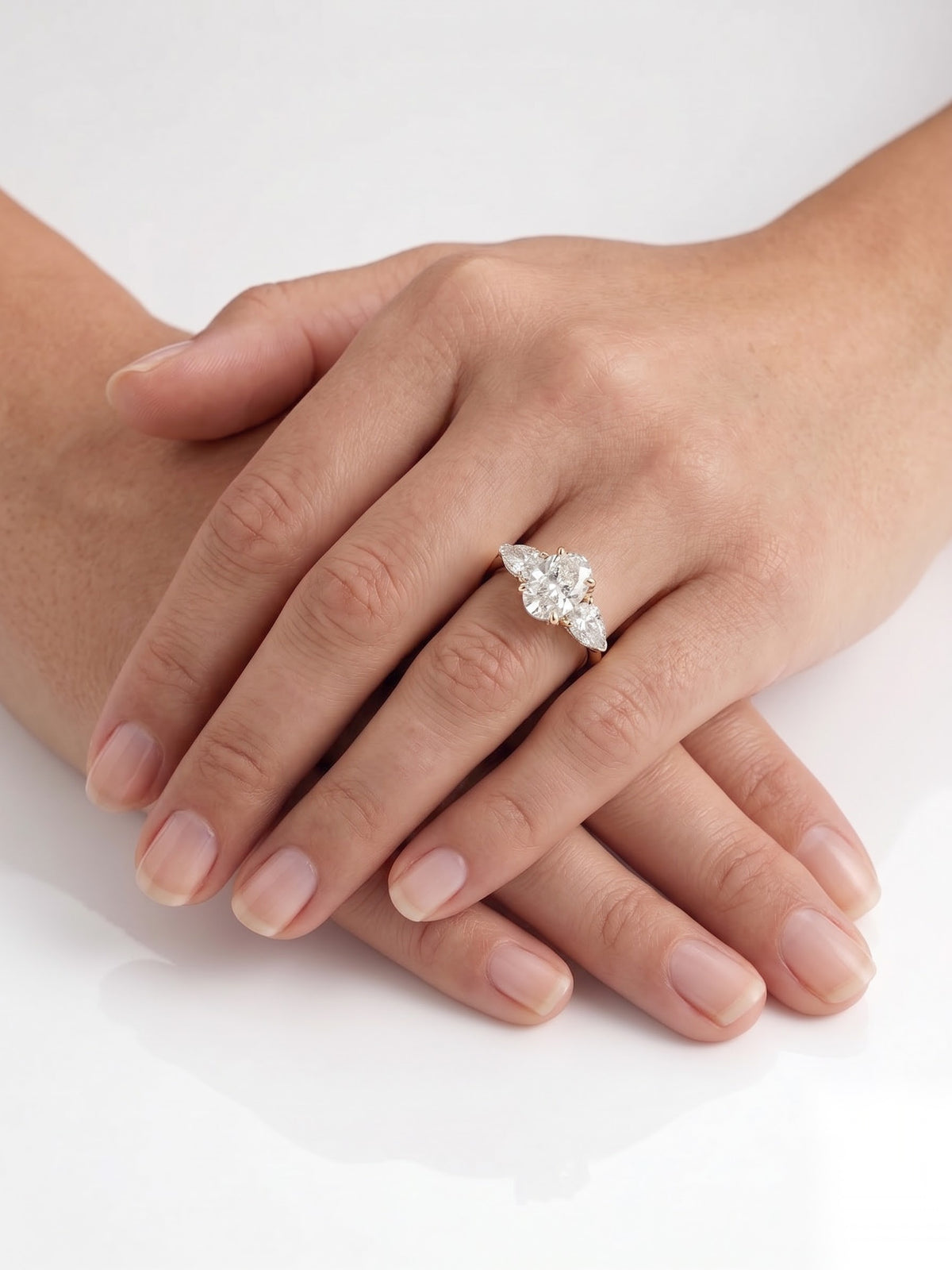 2.5 CT Oval Three Stone Moissanite Engagement Ring