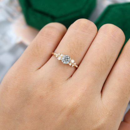 0.45 CT Round Cluster Moissanite Engagement Ring