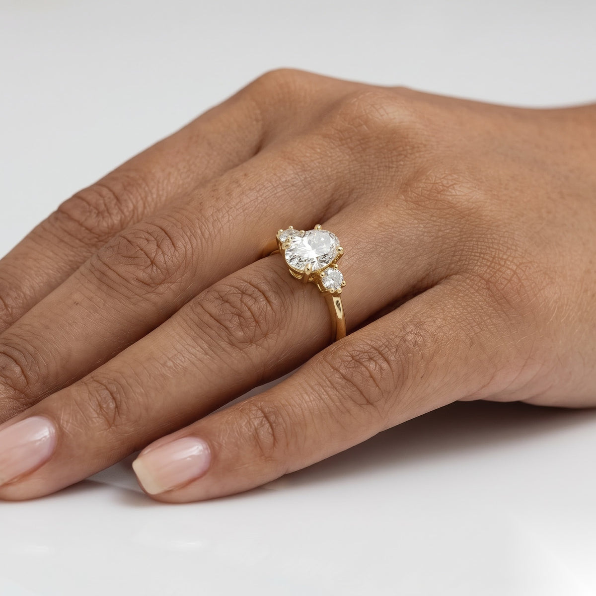 1 CT Oval Three Stone Moissanite Engagement Ring