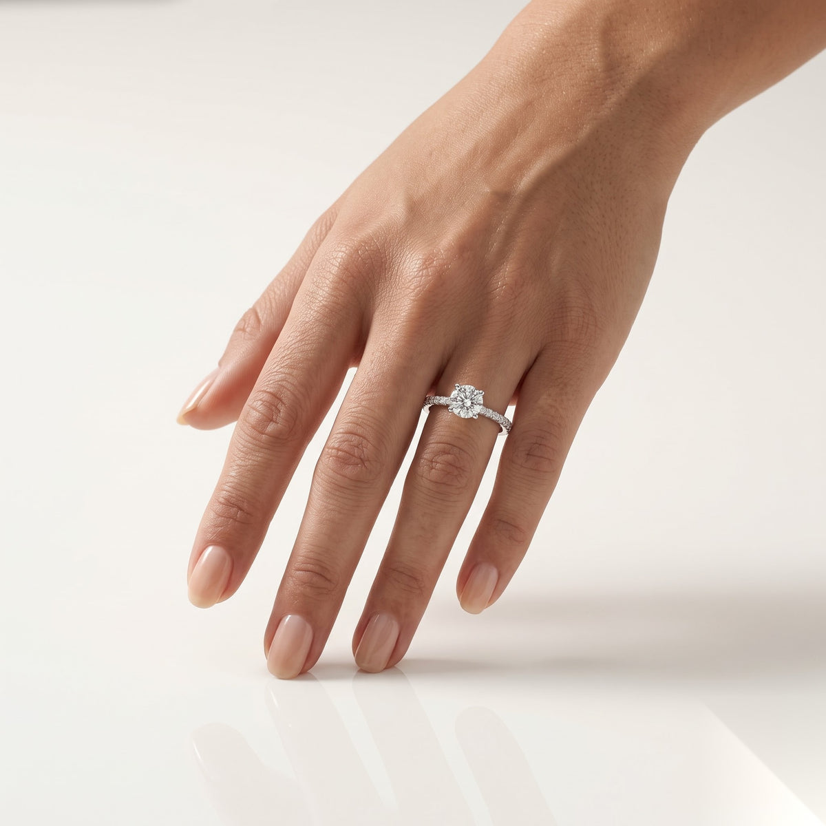 0.5 CT Round Pave Moissanite Engagement Ring