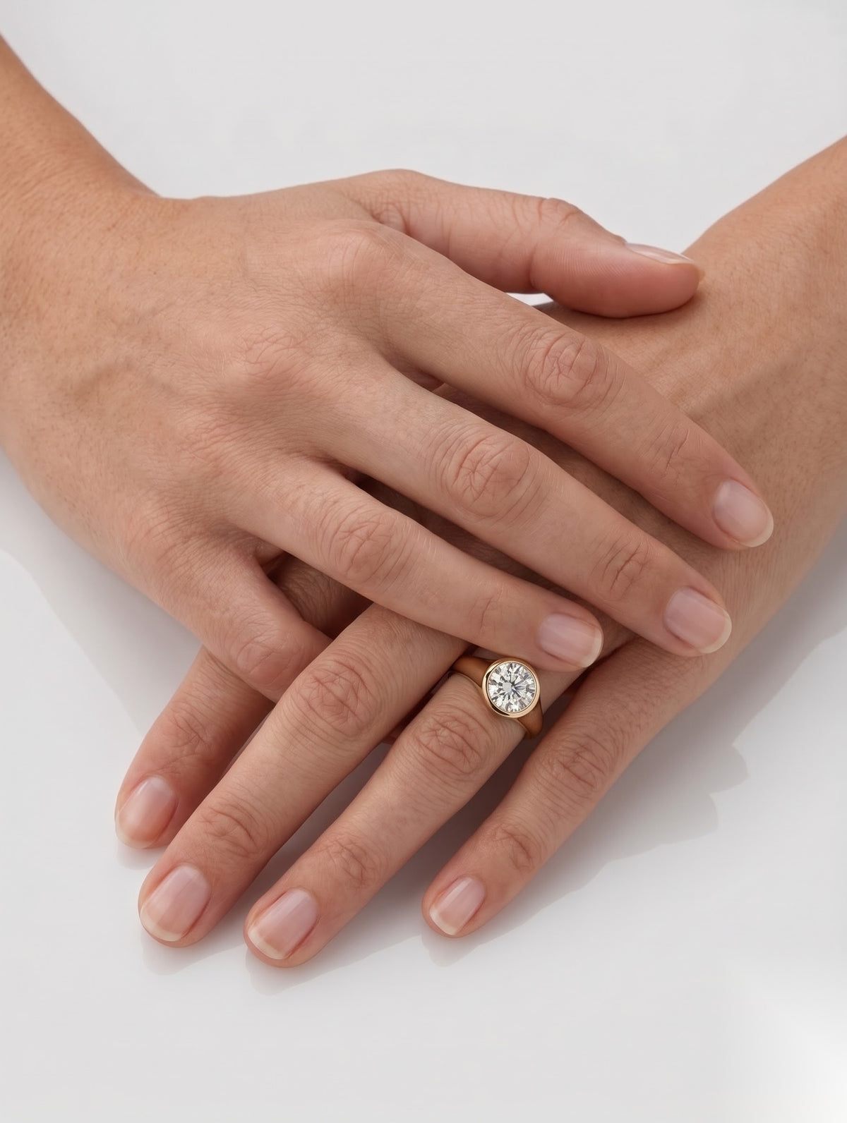 1 CT Round Bezel Solitaire Moissanite Engagement Ring