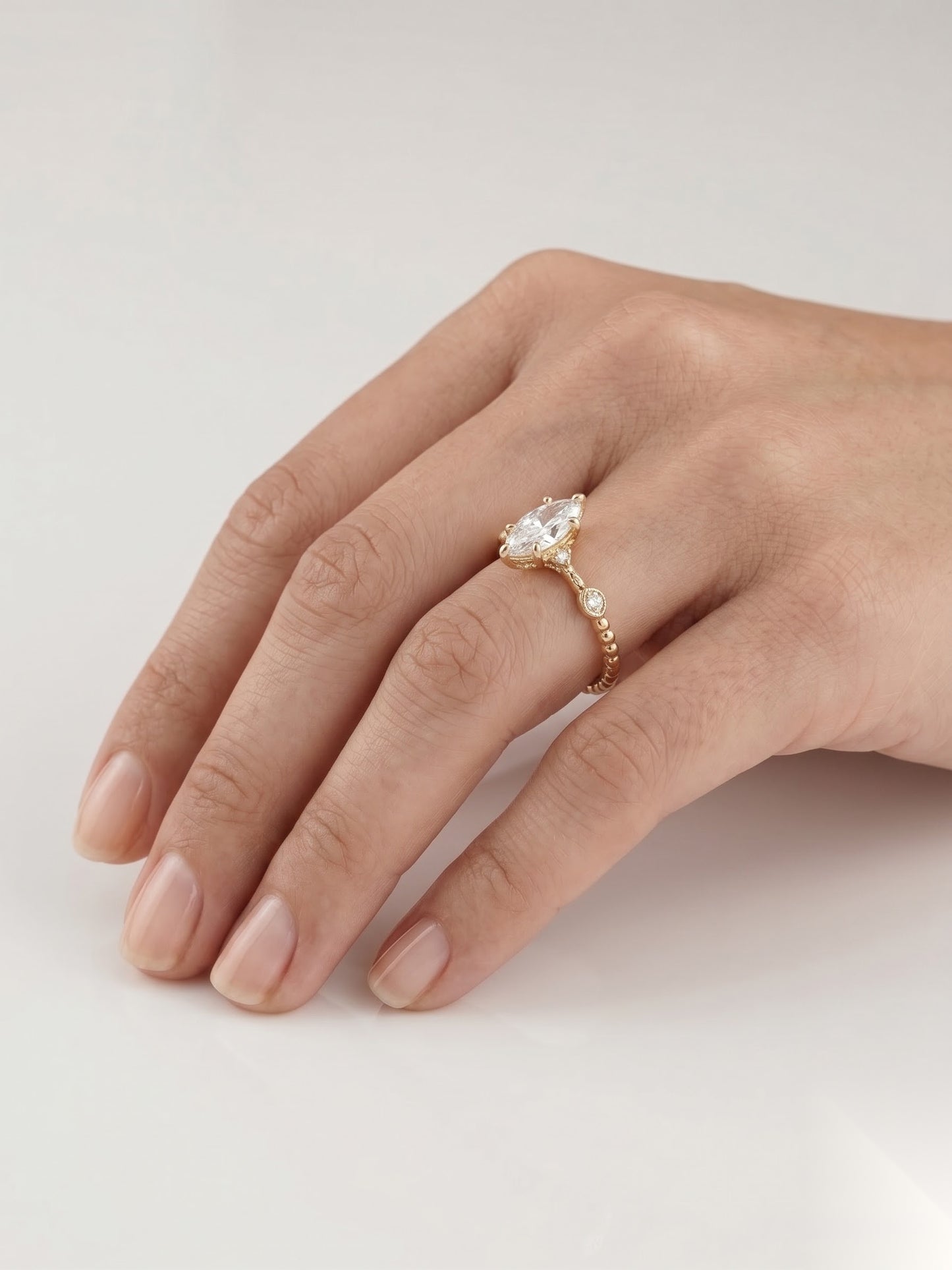 0.5 CT Oval Dainty Pave Moissanite Engagement Ring