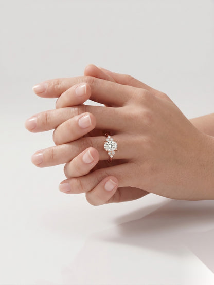 0.75 CT Oval Cluster Moissanite Engagement Ring