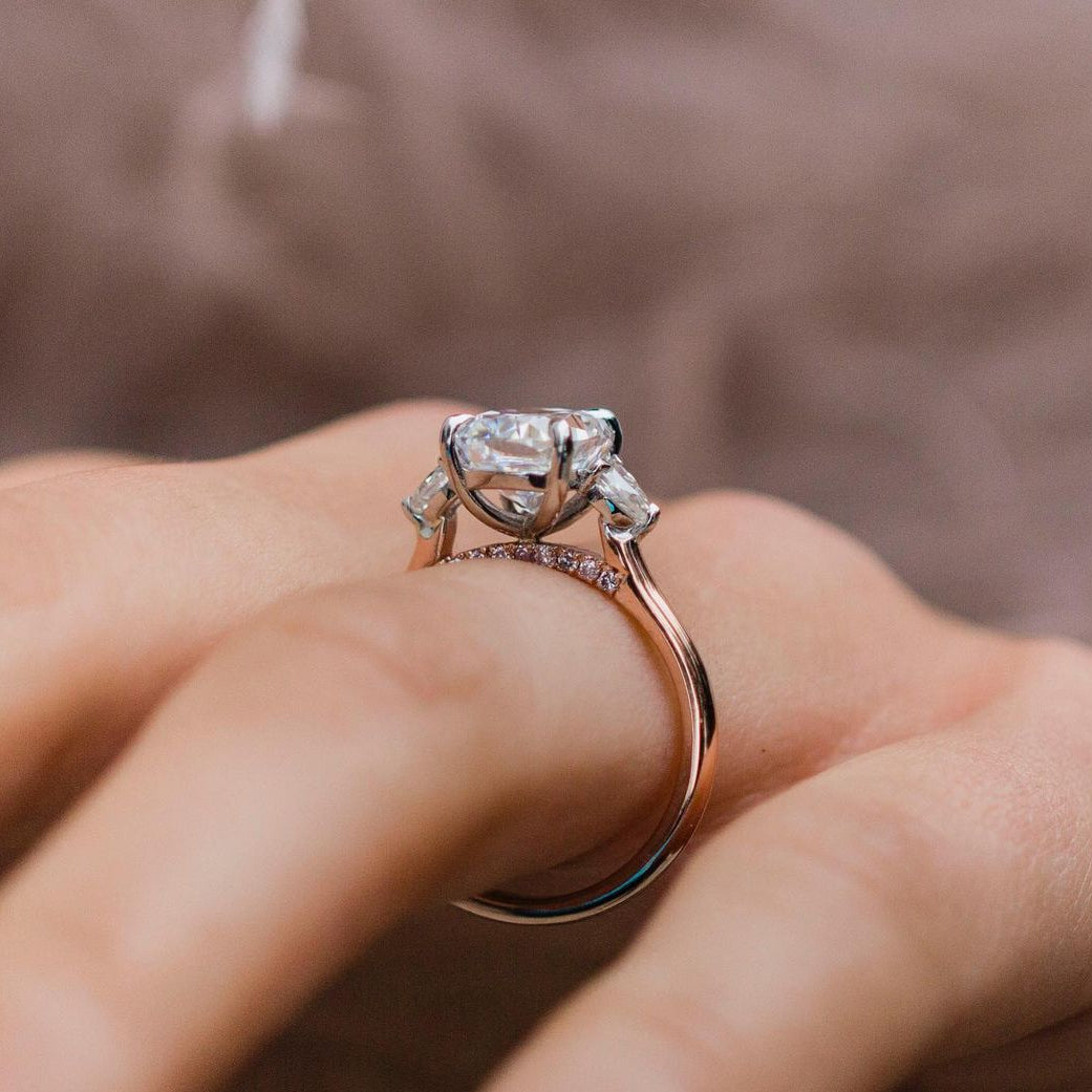 2.2 CT Cushion Three Stone Moissanite Engagement Ring