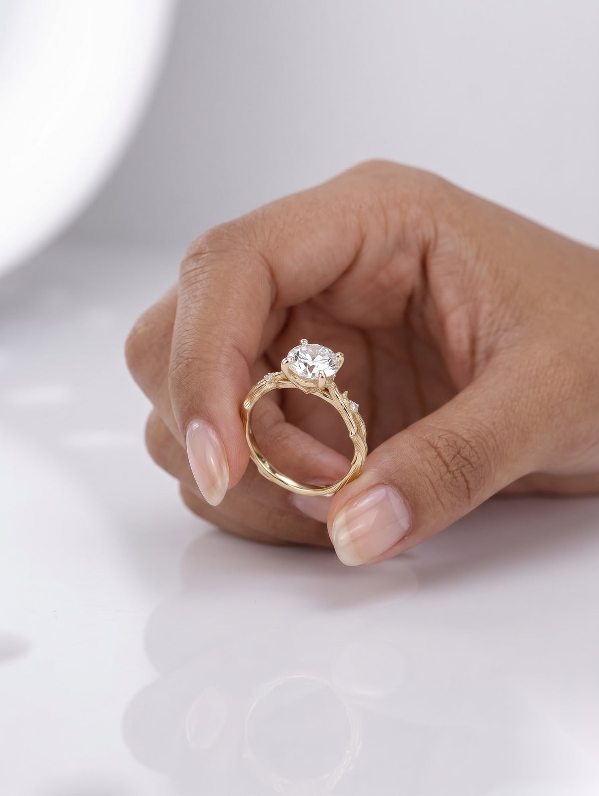 2 CT Round Nature Inspired Moissanite Engagement Ring